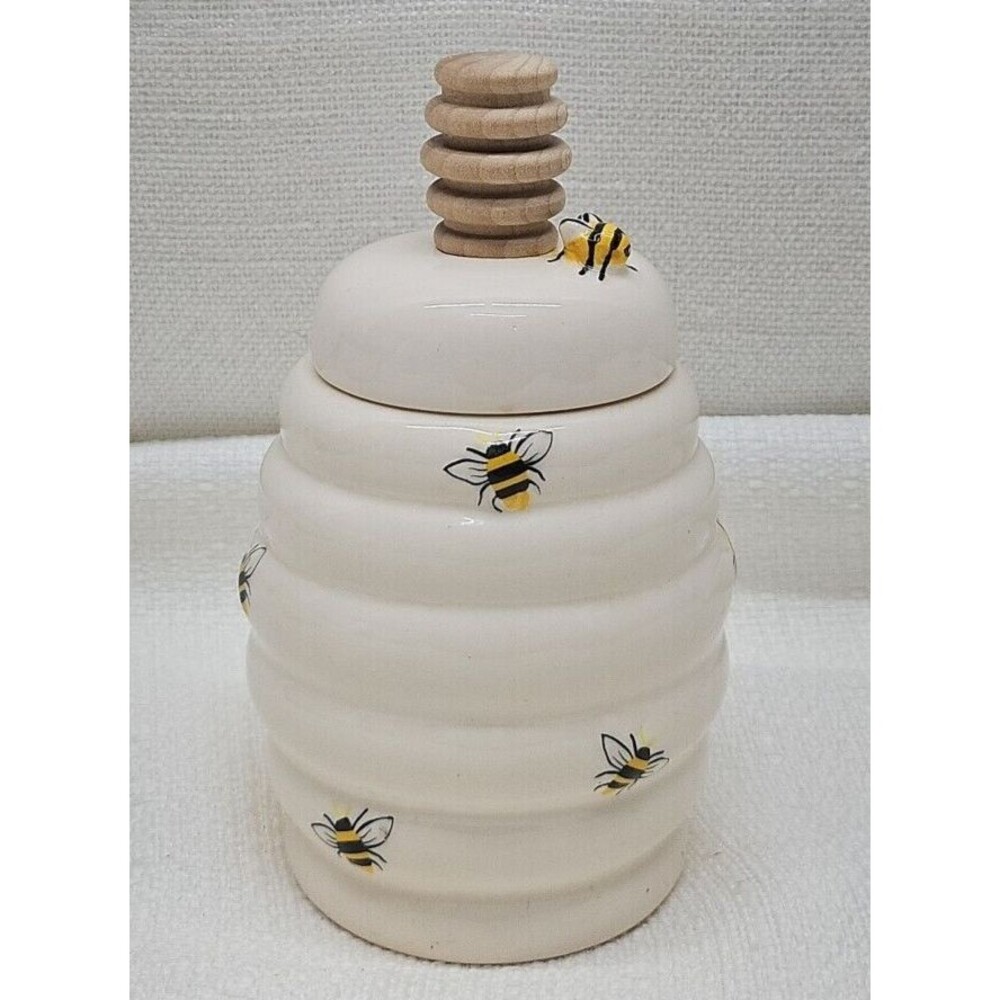 Marketplace Brands Beehive Bumble Bee Honey pot cover with Stir Stick